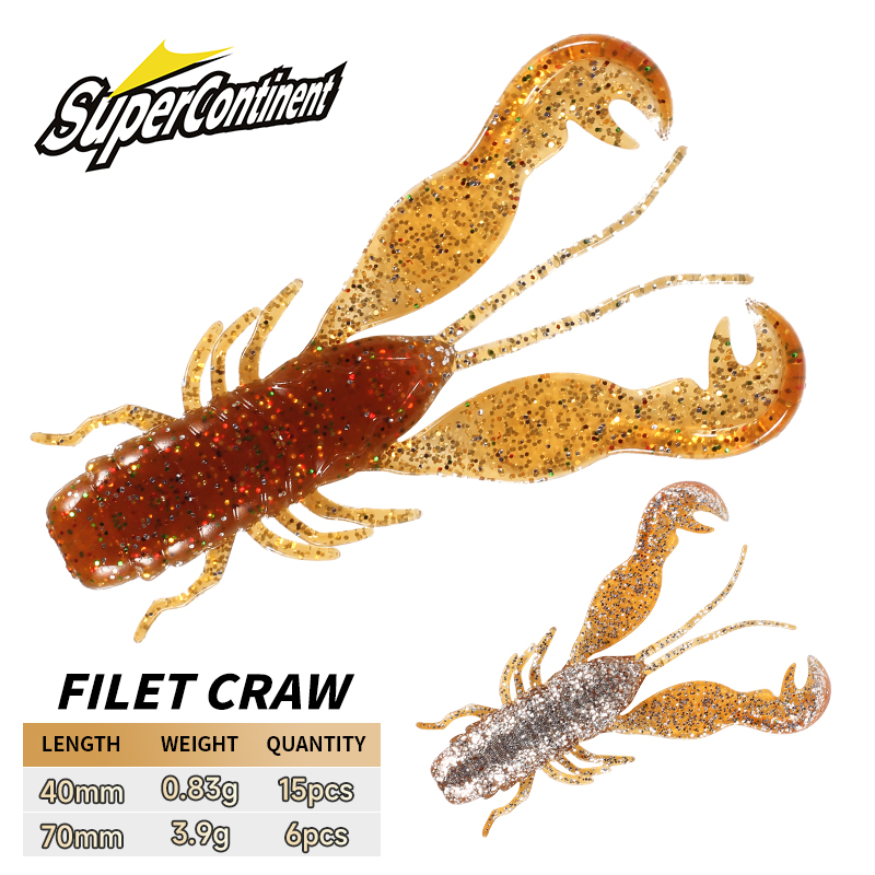 Soft Plastic Lure - 2023 Supercontinent Filet Craw Bait perch